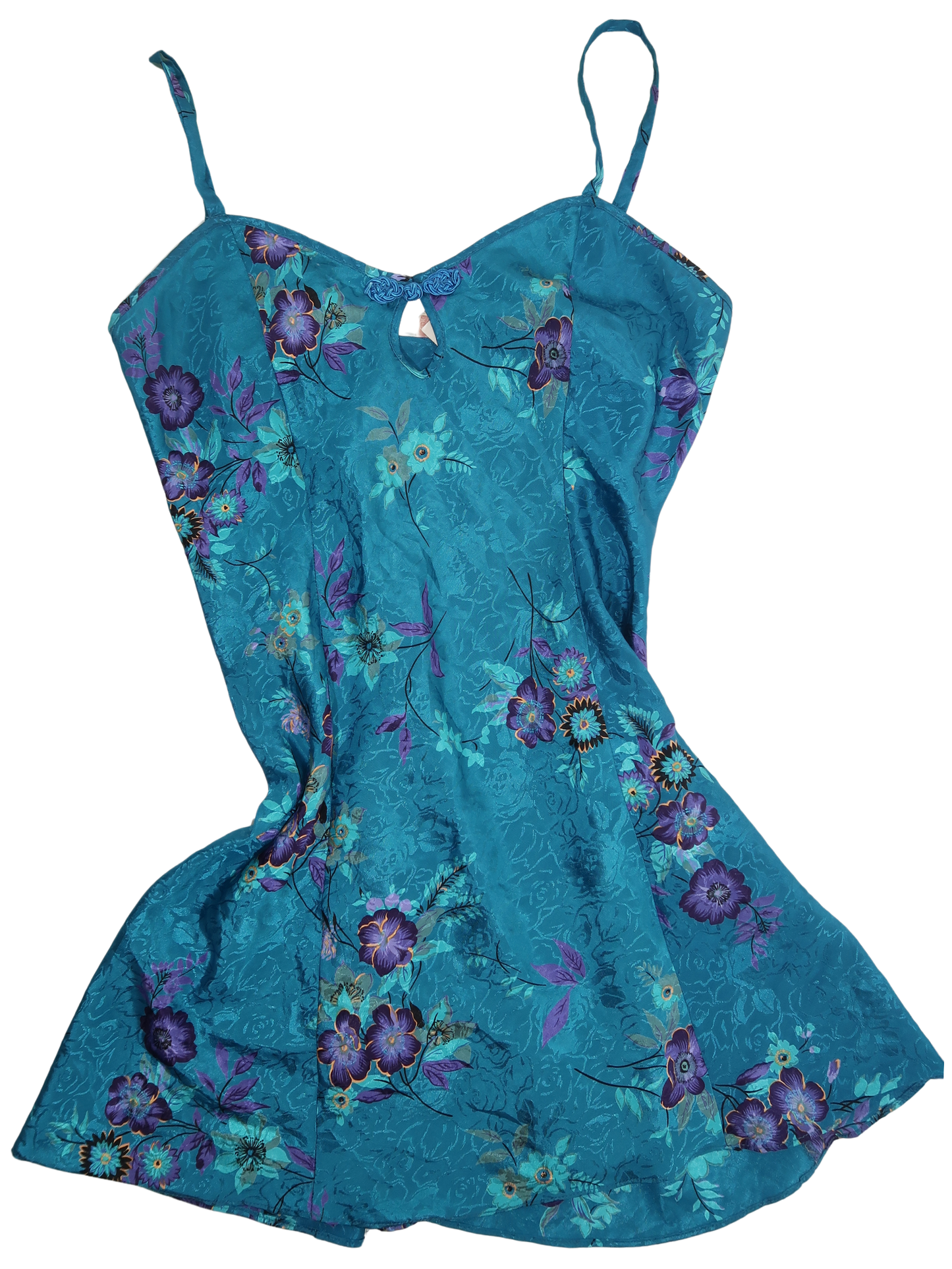 A031: “mighnight” | teal blue floral mini dress