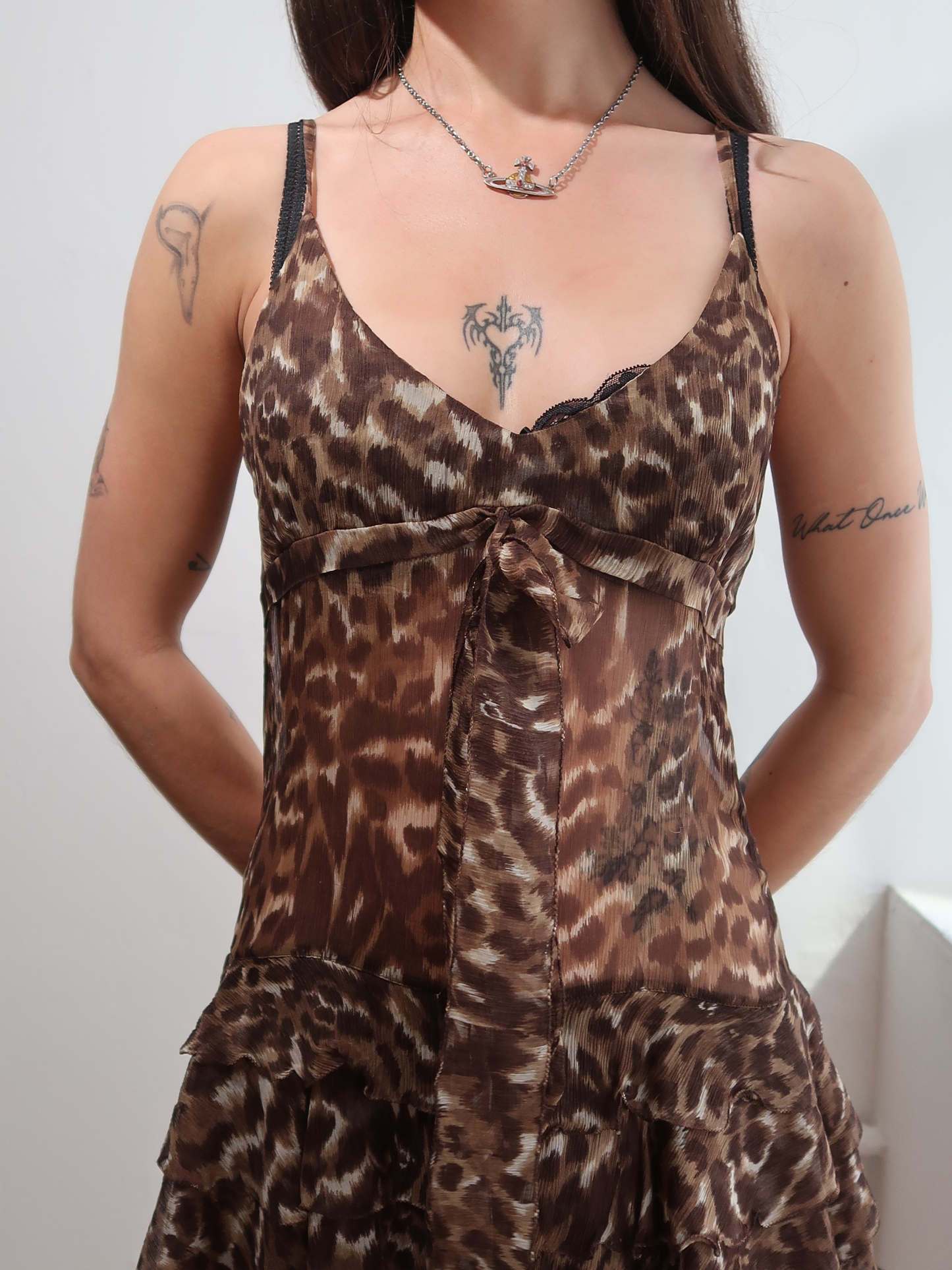 A028: “wild child” | 100% silk sheer animal print mini dress
