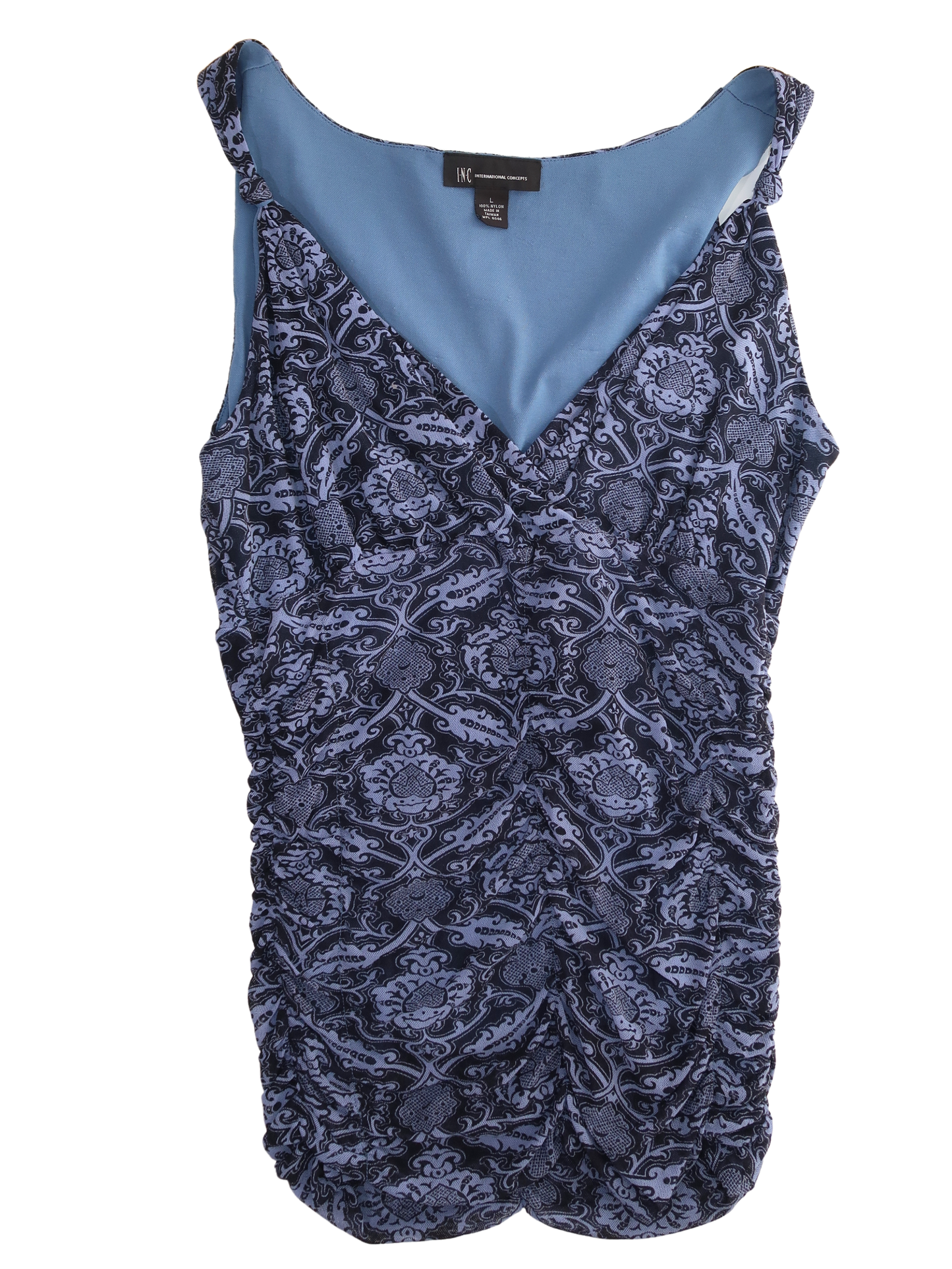 A042: “knots and crosses” | v neck tank top with ruching