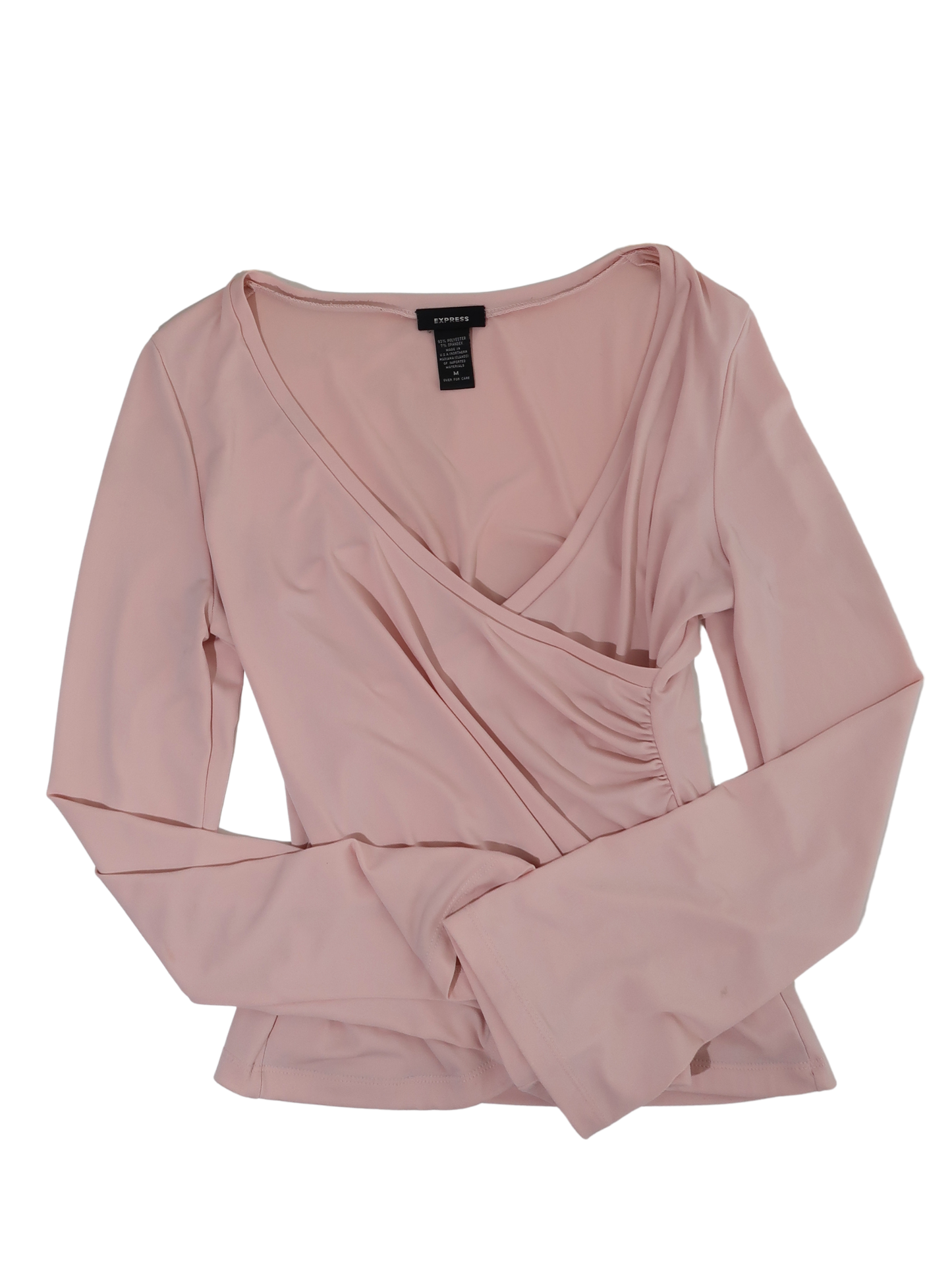 A050: “siren eyes” | baby pink wrap top with plunging neckline