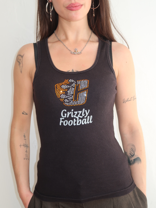 A041: “WAG” | ‘grizzly’ bedazzled black tank top