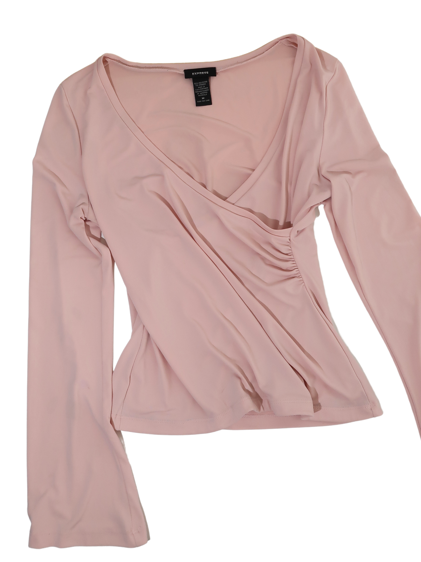 A050: “siren eyes” | baby pink wrap top with plunging neckline