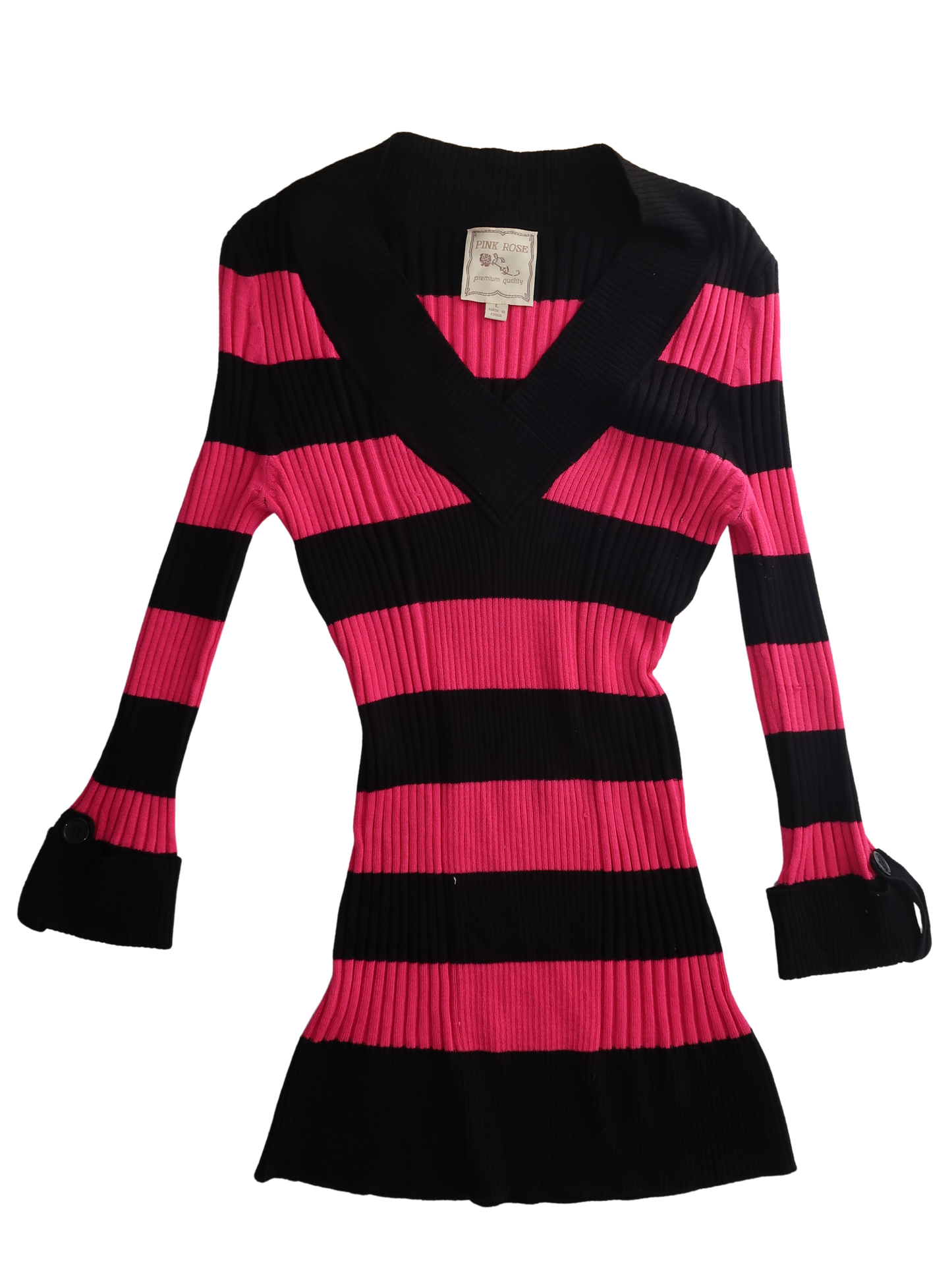 A014: “denice the menice” | v neck grunge striped jumper