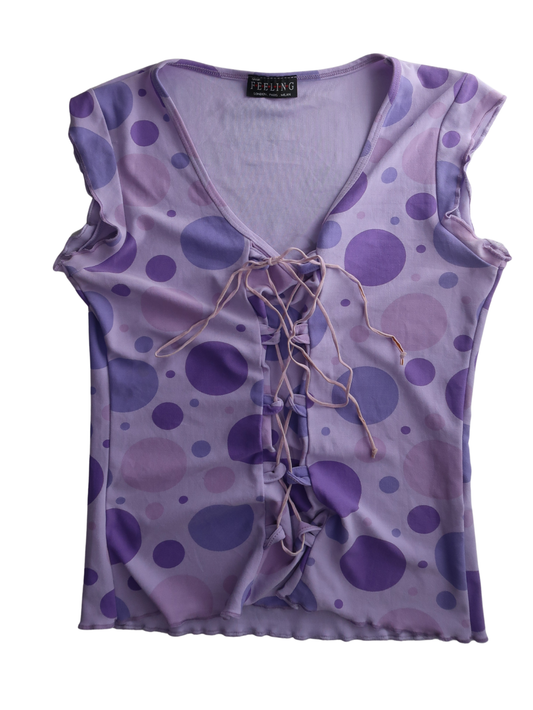 A012: “icona pop” | purple spotted tee with corset-type front