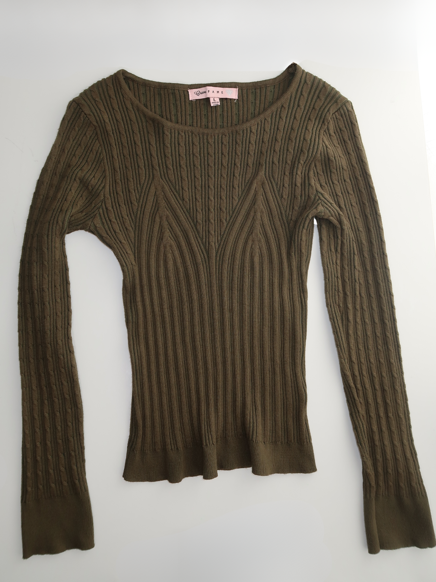 A019: “anyone can see im a stuffed olive” | olive green knit
