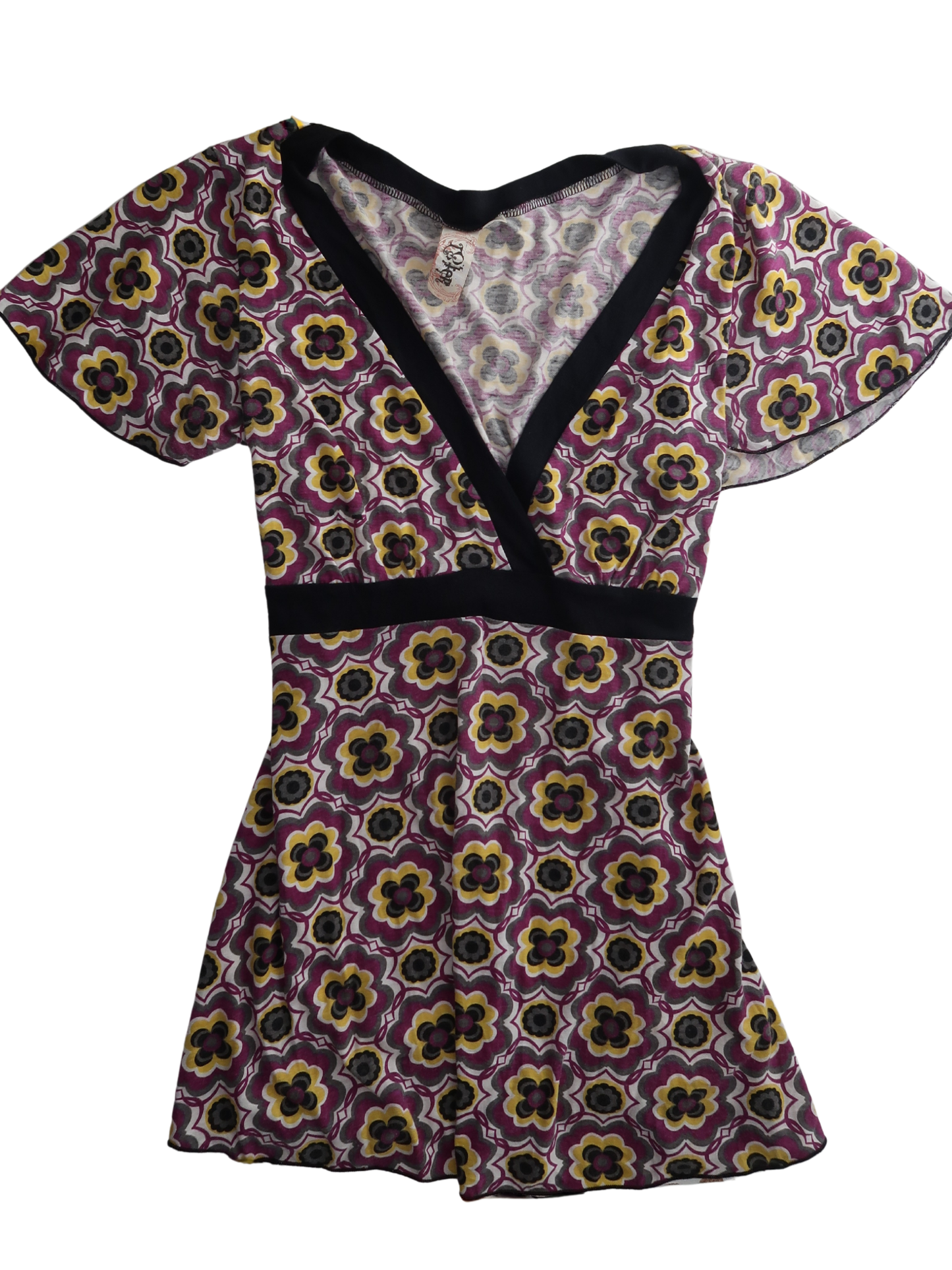 A013: “trippy bish” | plunge neck top with wrap tie waist