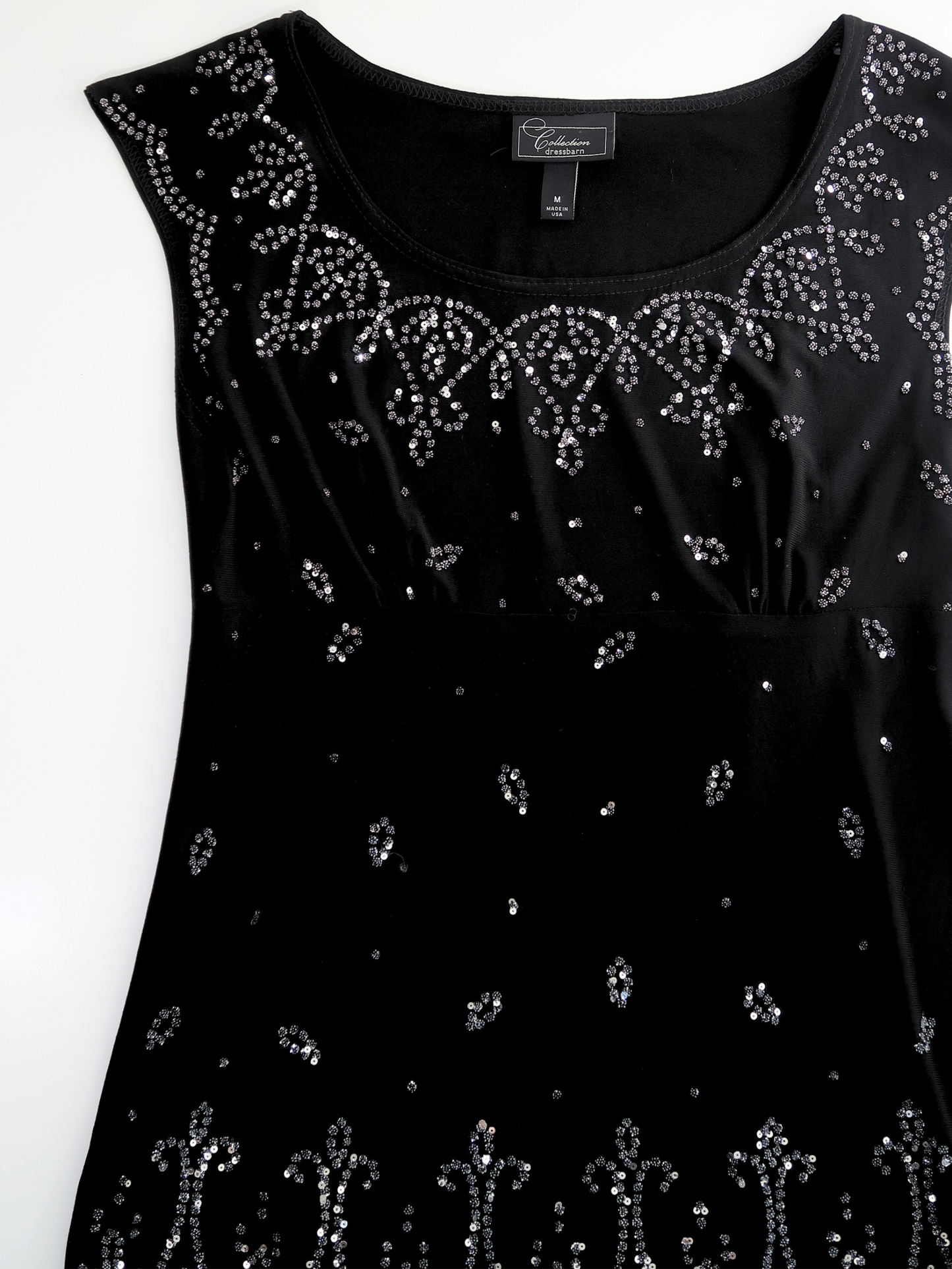 A039: “sparkles queen” | sleeveless empire line top with embroidered sequins