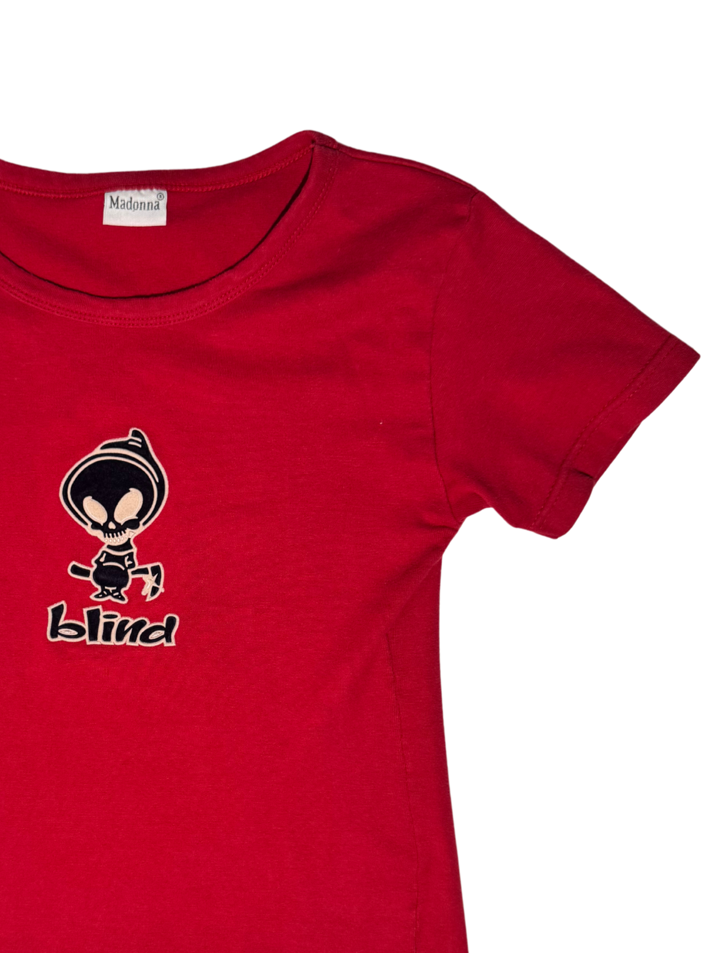 A087: "sk8tr grl" | vintage blind flocked velvet graphic baby tee