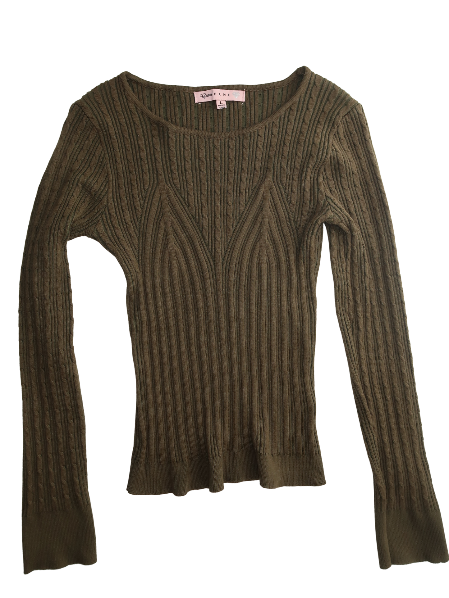 A019: “anyone can see im a stuffed olive” | olive green knit