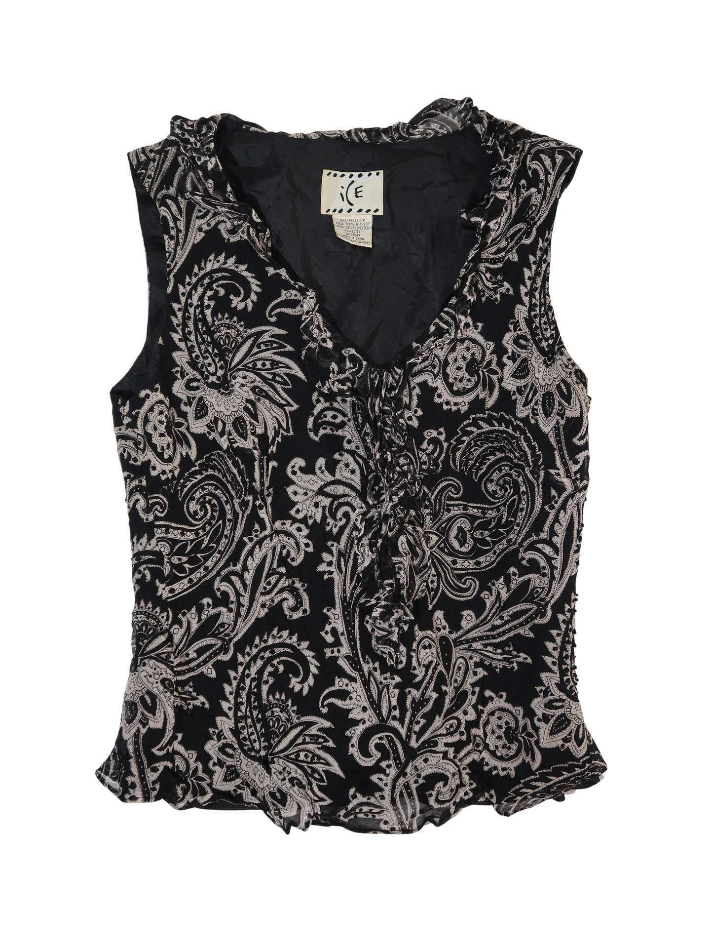 A061: “dark acadamia” | silk v neck top with embroidered sequins