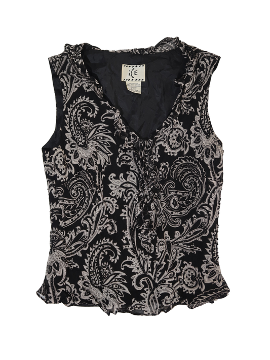 A061: “dark acadamia” | silk v neck top with embroidered sequins