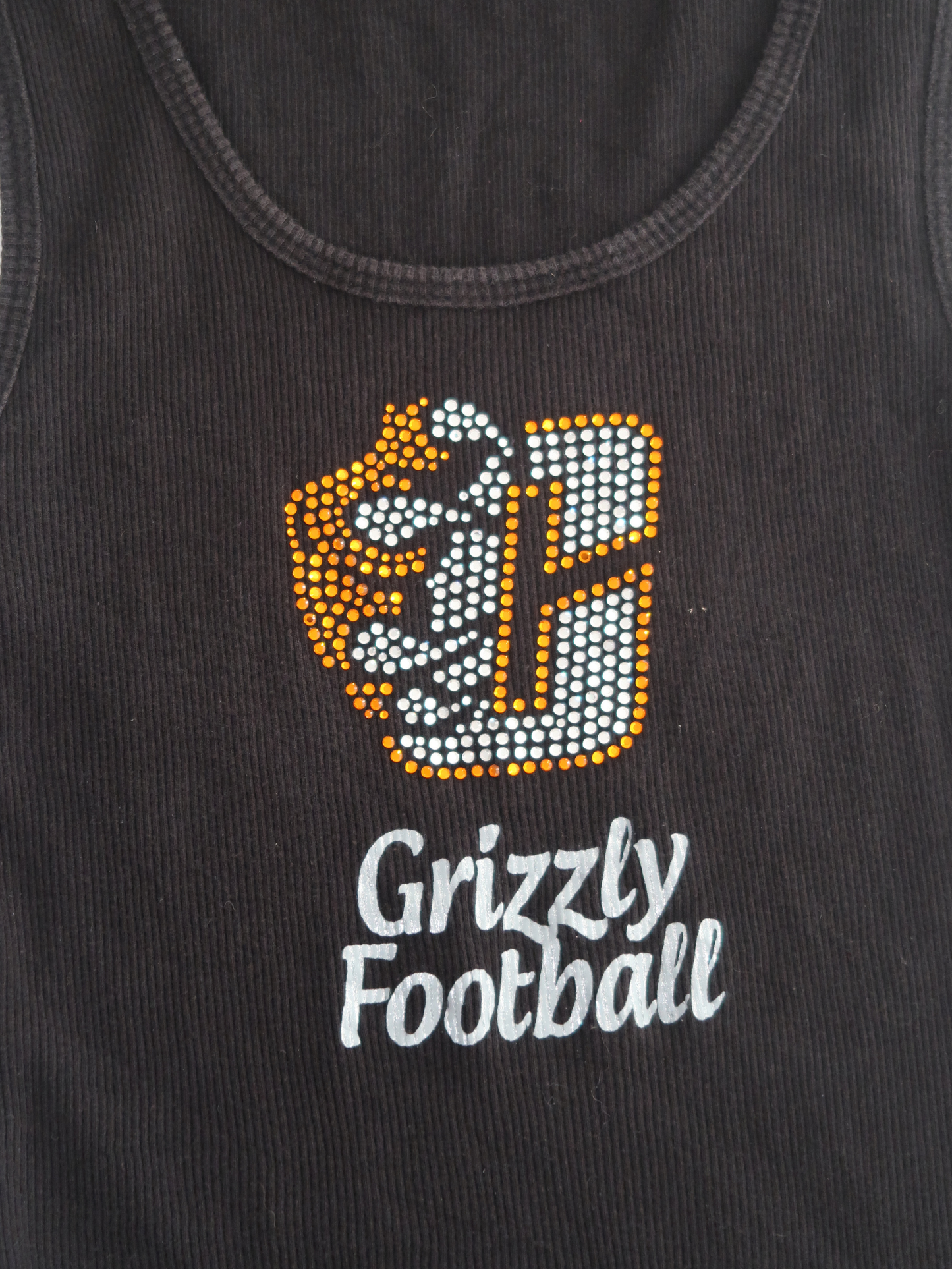 A041: “WAG” | ‘grizzly’ bedazzled black tank top