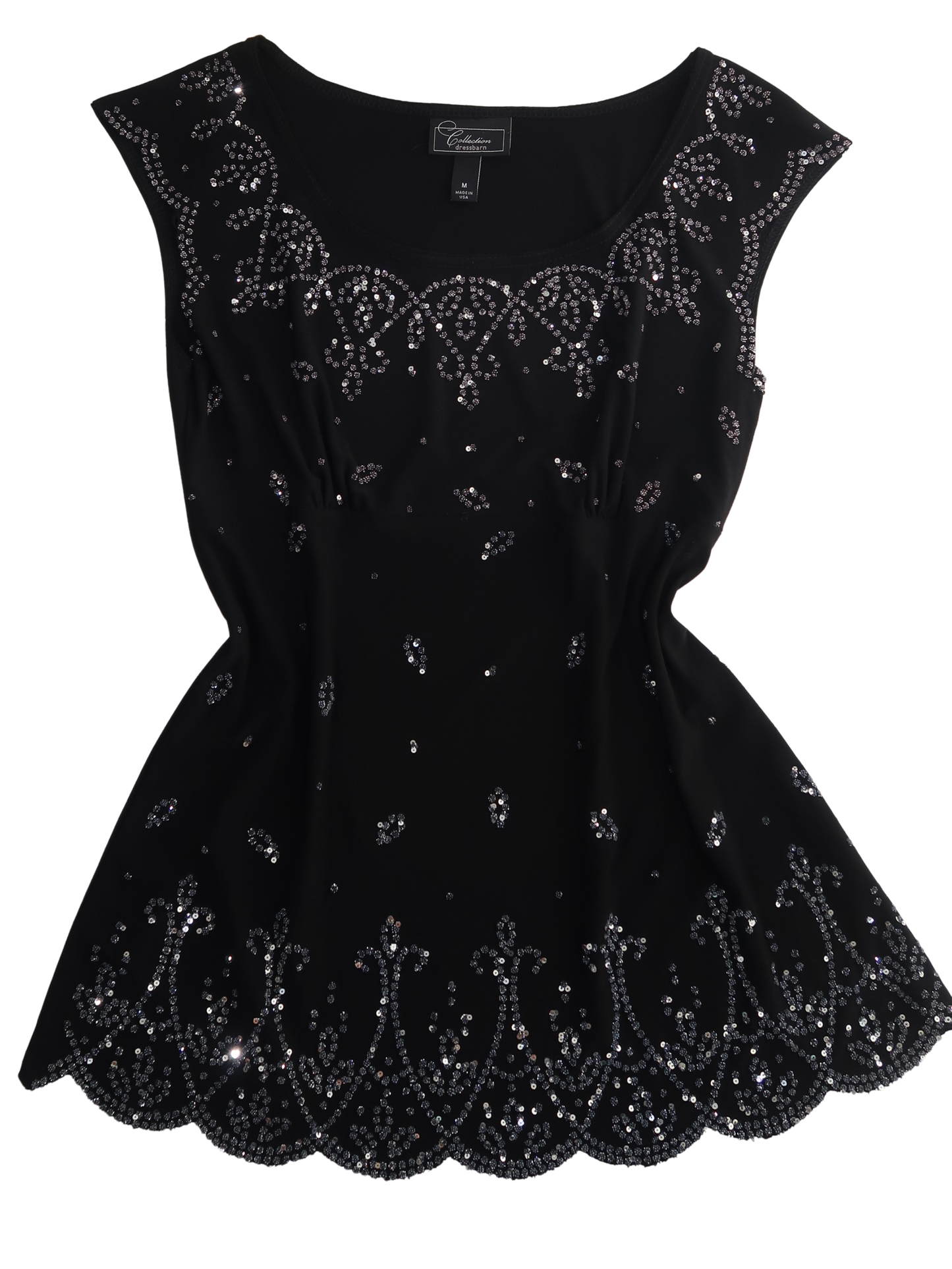 A039: “sparkles queen” | sleeveless empire line top with embroidered sequins