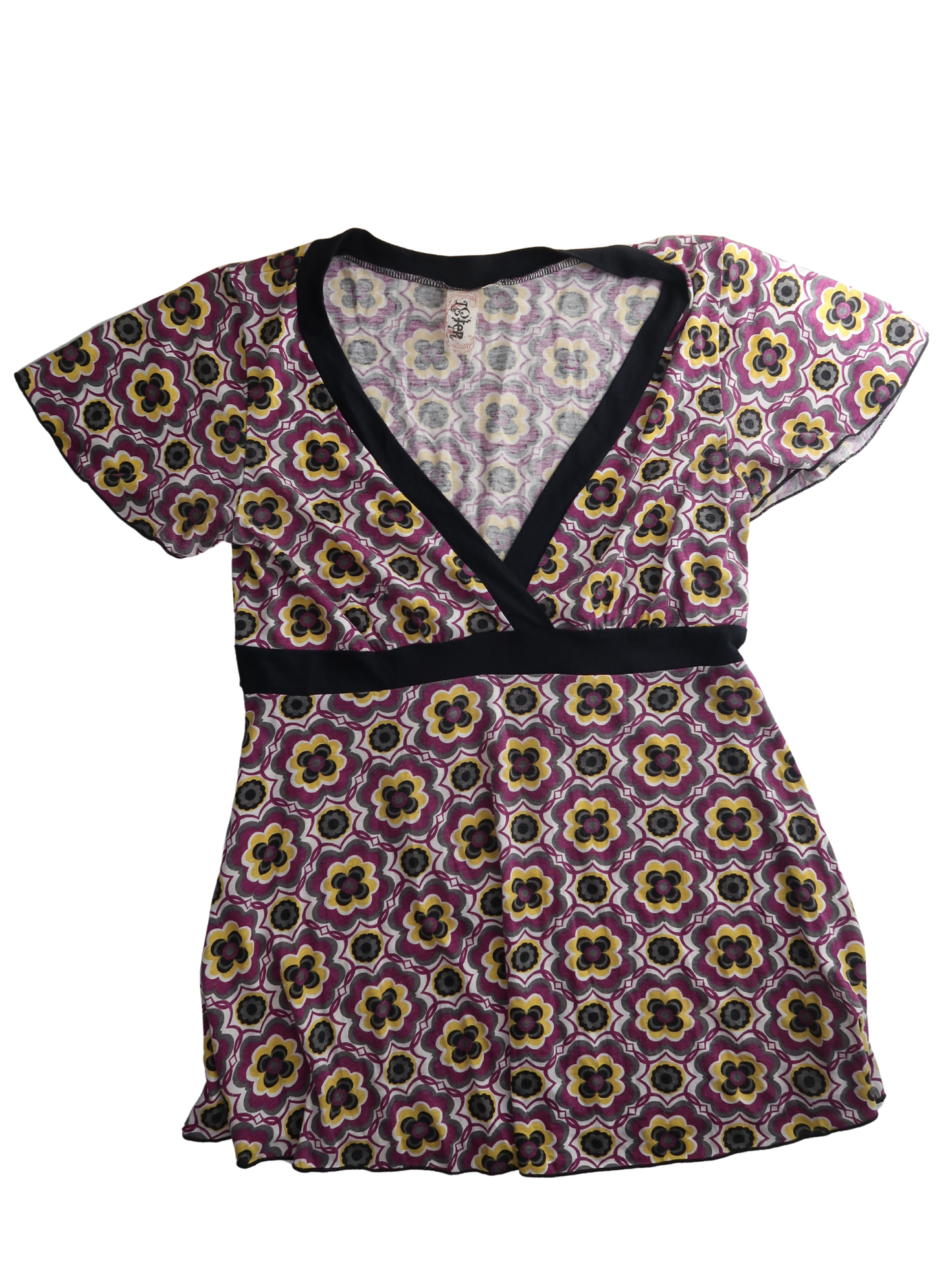 A013: “trippy bish” | plunge neck top with wrap tie waist