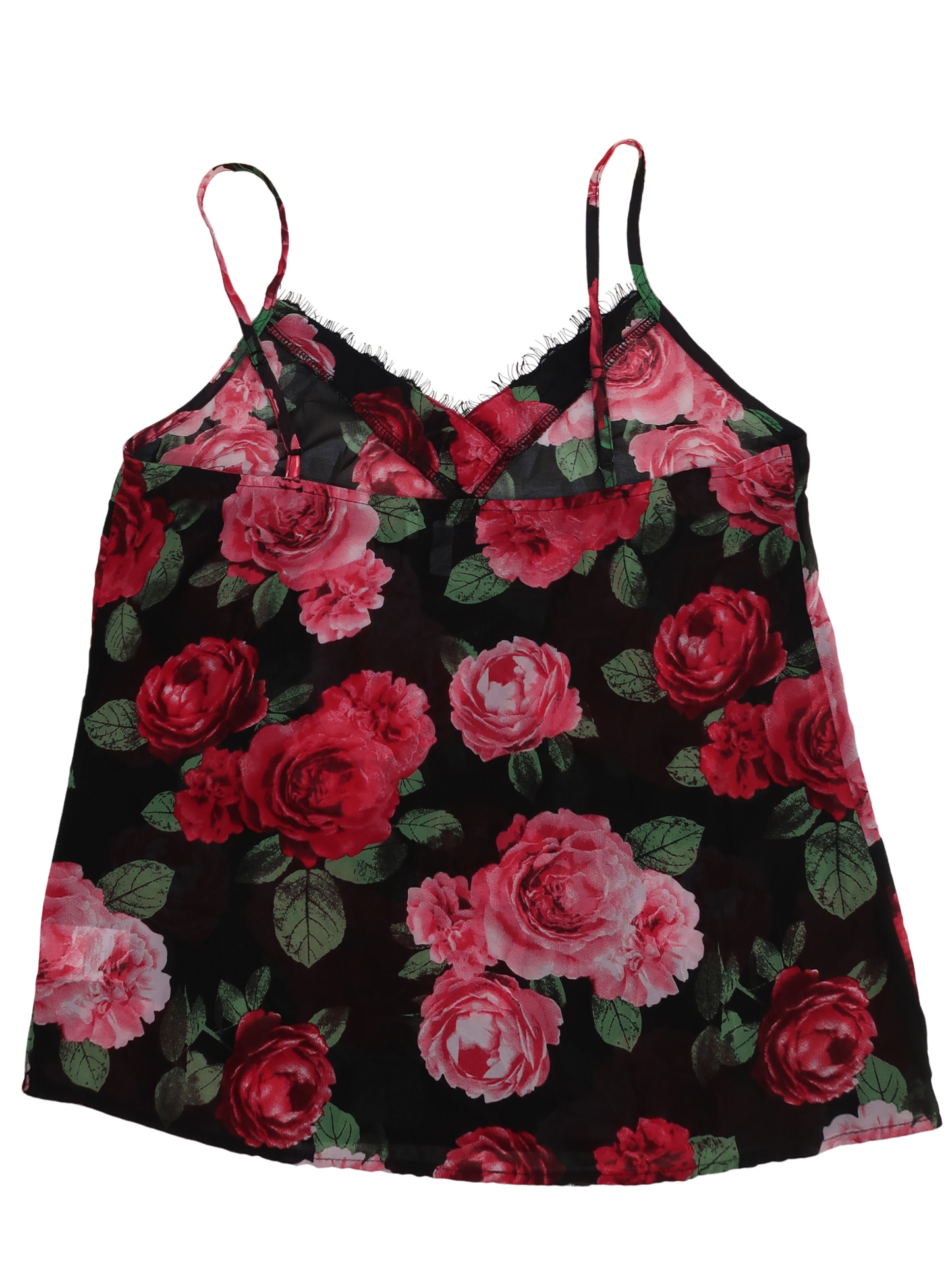 A043: “kiss from a rose” | sheer cami with black lace trim
