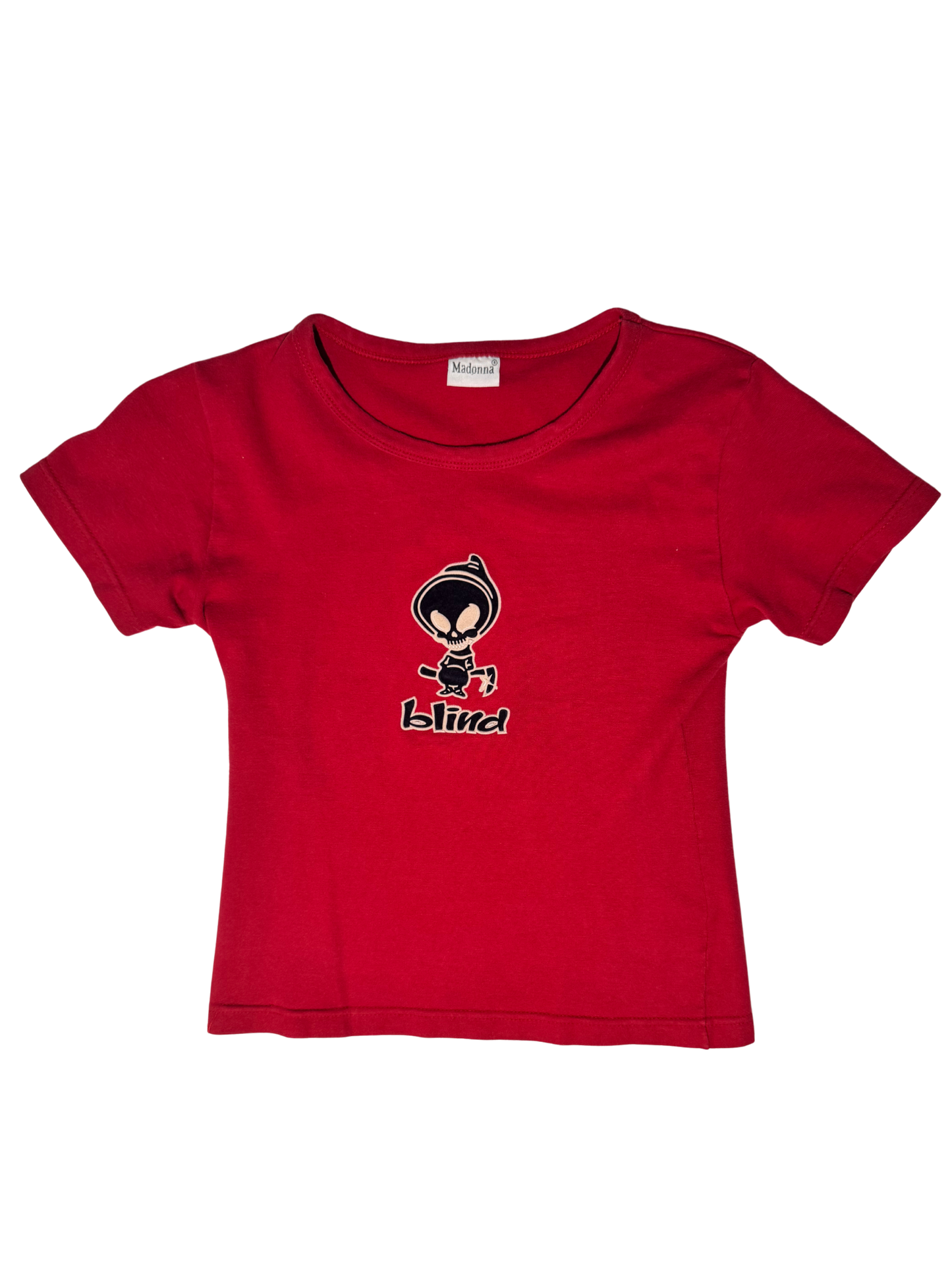 A087: "sk8tr grl" | vintage blind flocked velvet graphic baby tee
