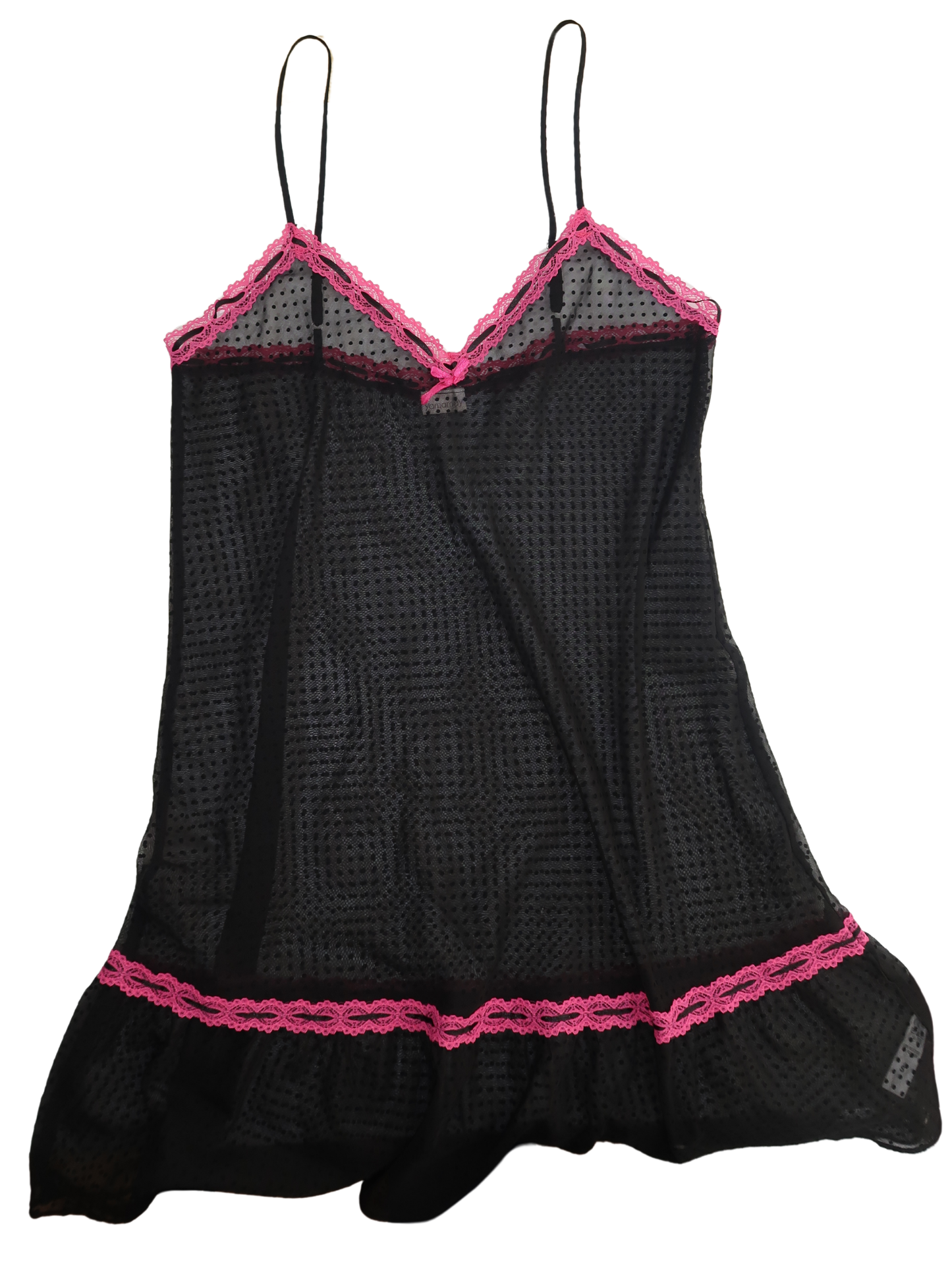 A024: “after dusk dress” | sheer slip dress with pink lace trim