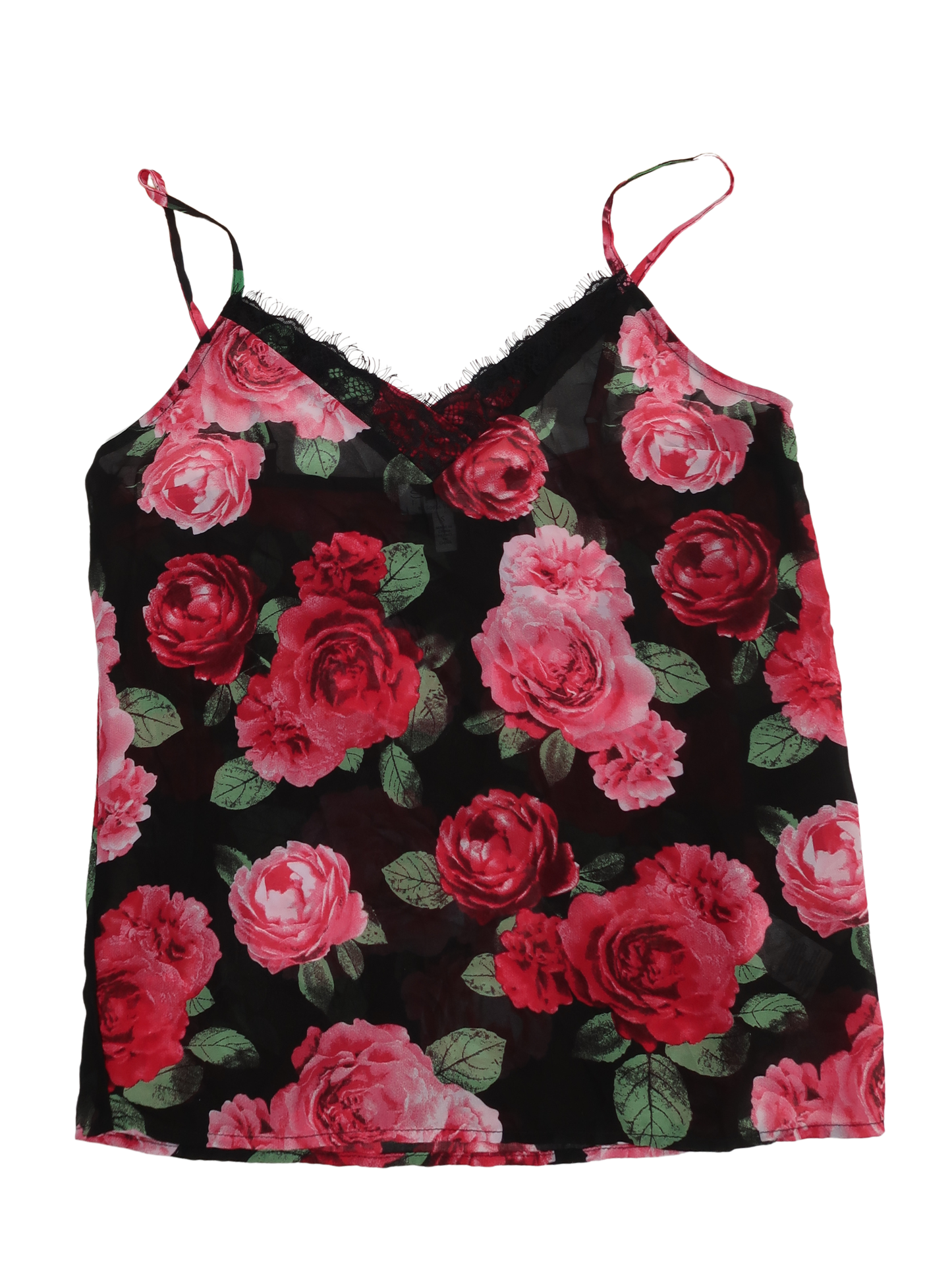 A043: “kiss from a rose” | sheer cami with black lace trim