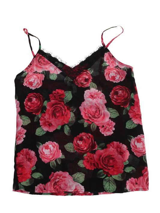 A043: “kiss from a rose” | sheer cami with black lace trim
