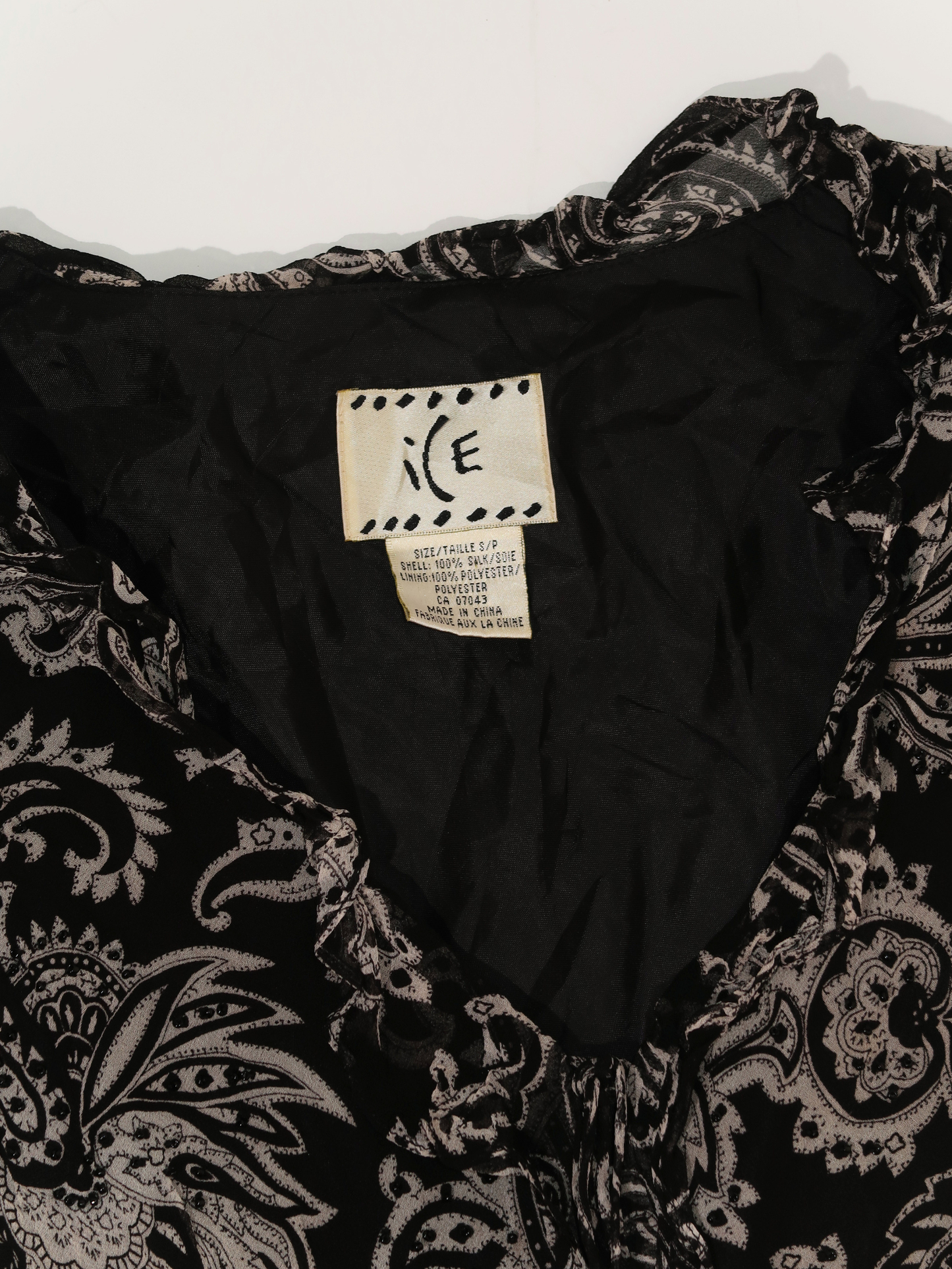 A061: “dark acadamia” | silk v neck top with embroidered sequins