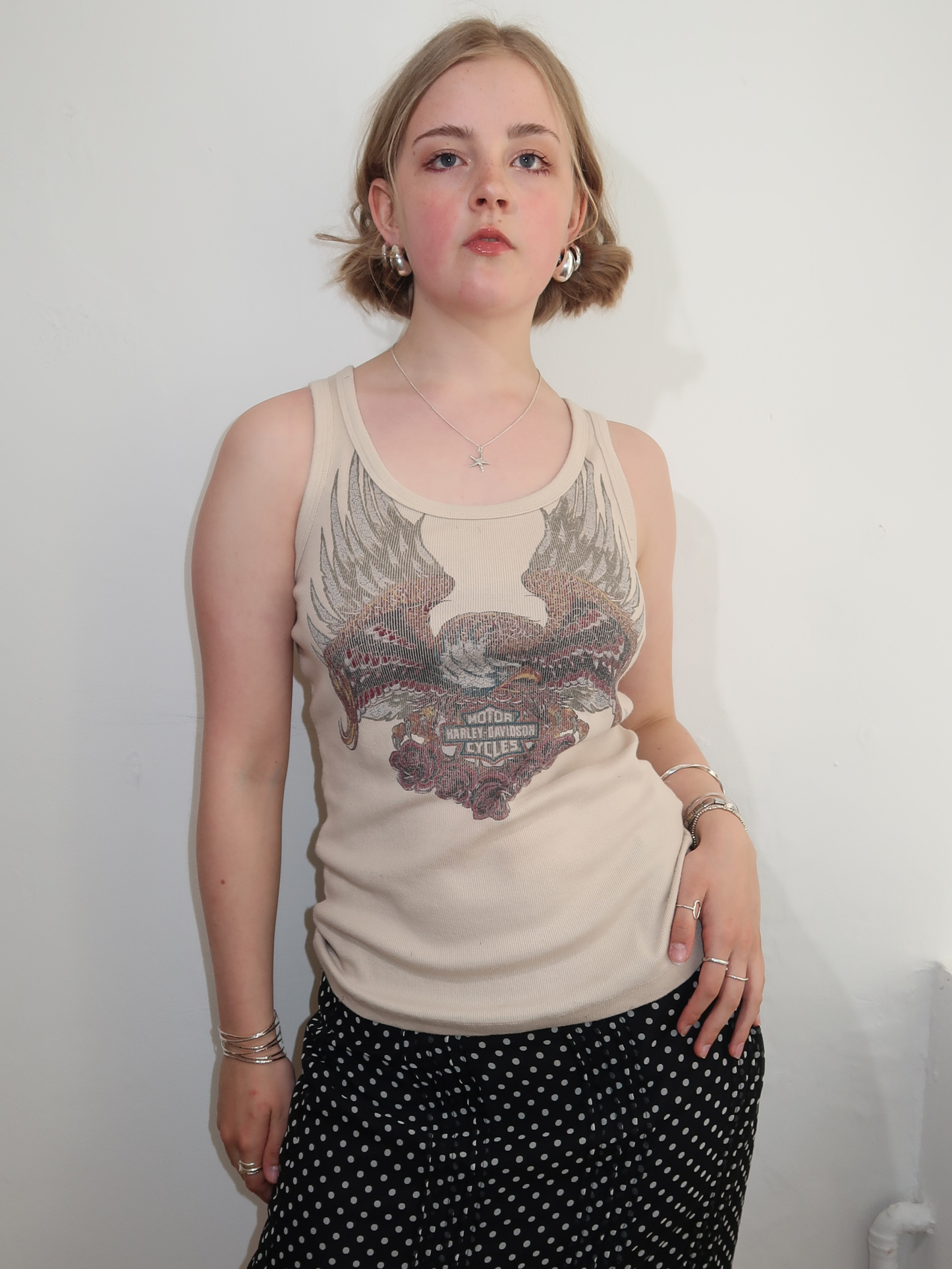 A022: “biker chick” | vintage harley-davidson eagle ribbed tank top