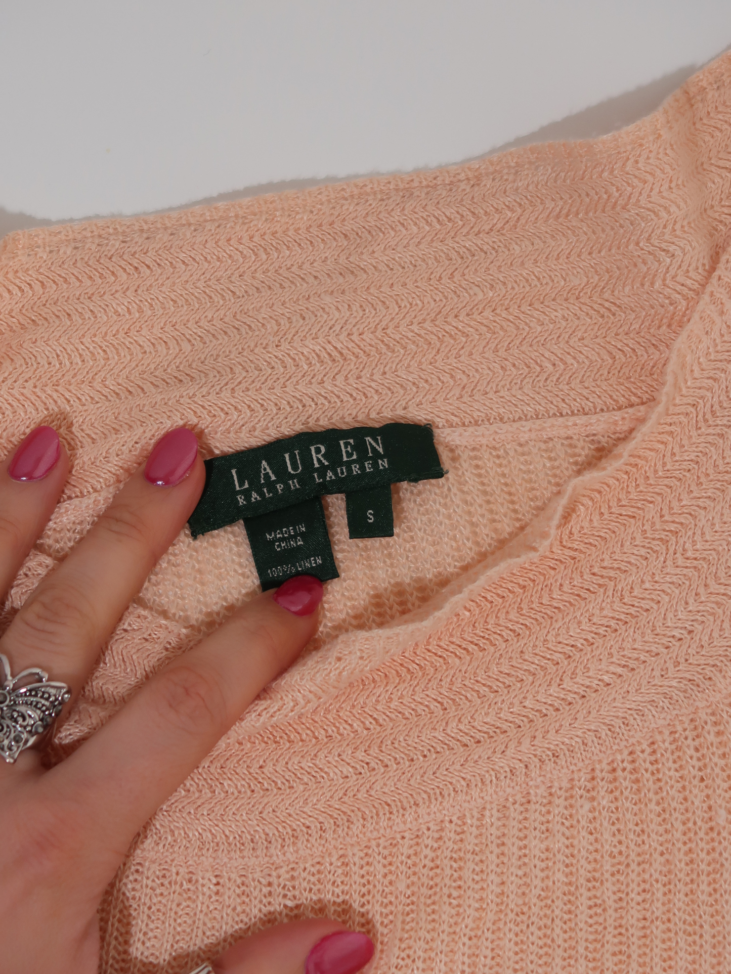 A056: “angelina ballerina” | vintage ralph lauren 100% linen knitted top
