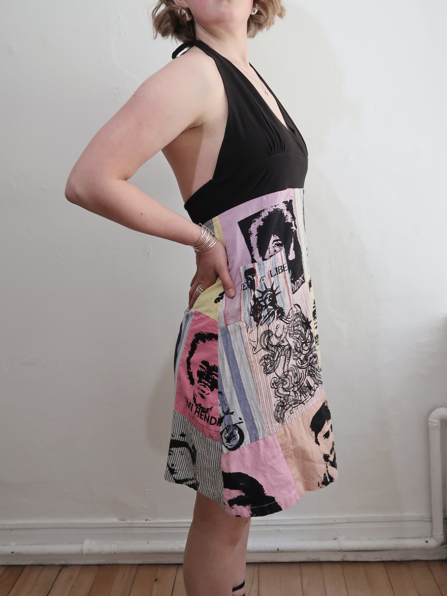 A069: “pop art ICON” | pop art patchwork halter neck dress