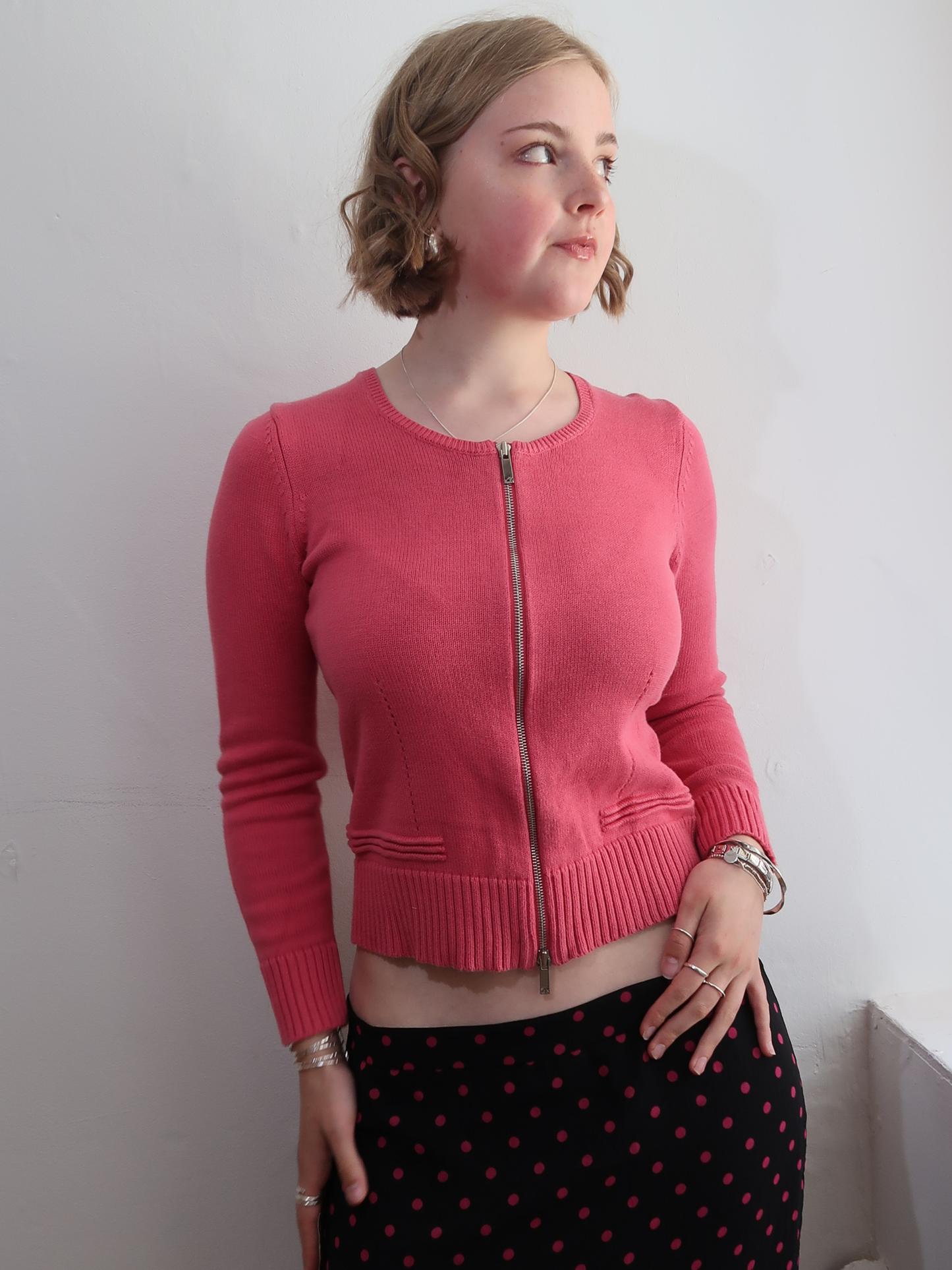 A055: “have you ever seen a pair of these bobby boucher..” | pink double zipped jumper