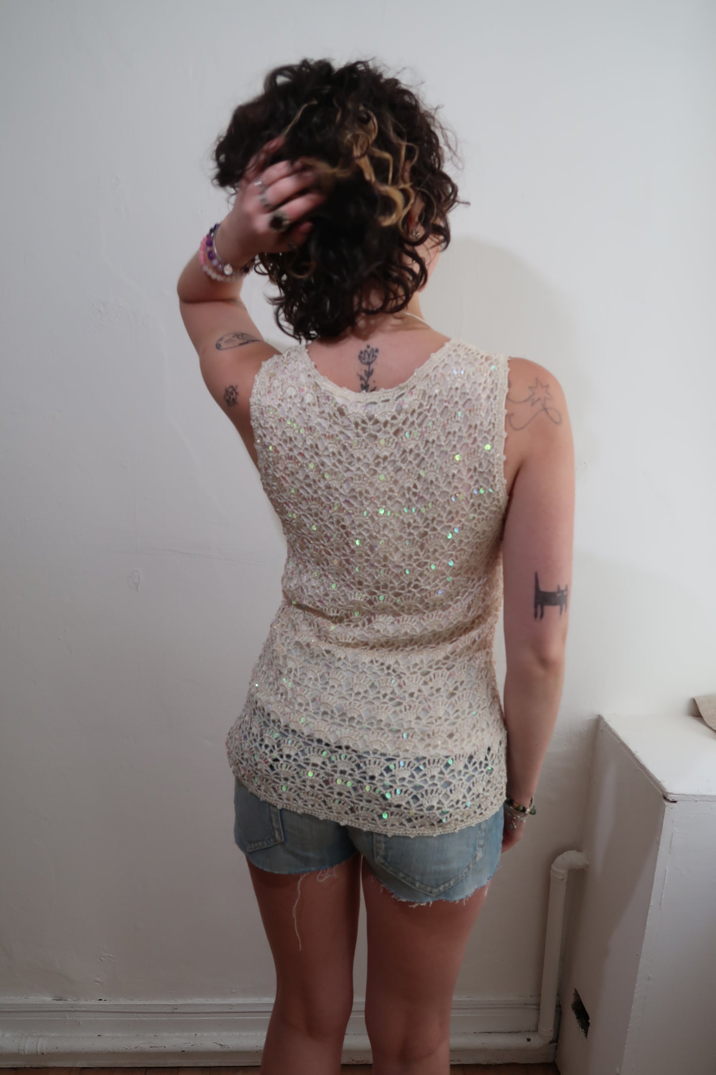 A001: “the mermaid basic” | crochet sequin vest
