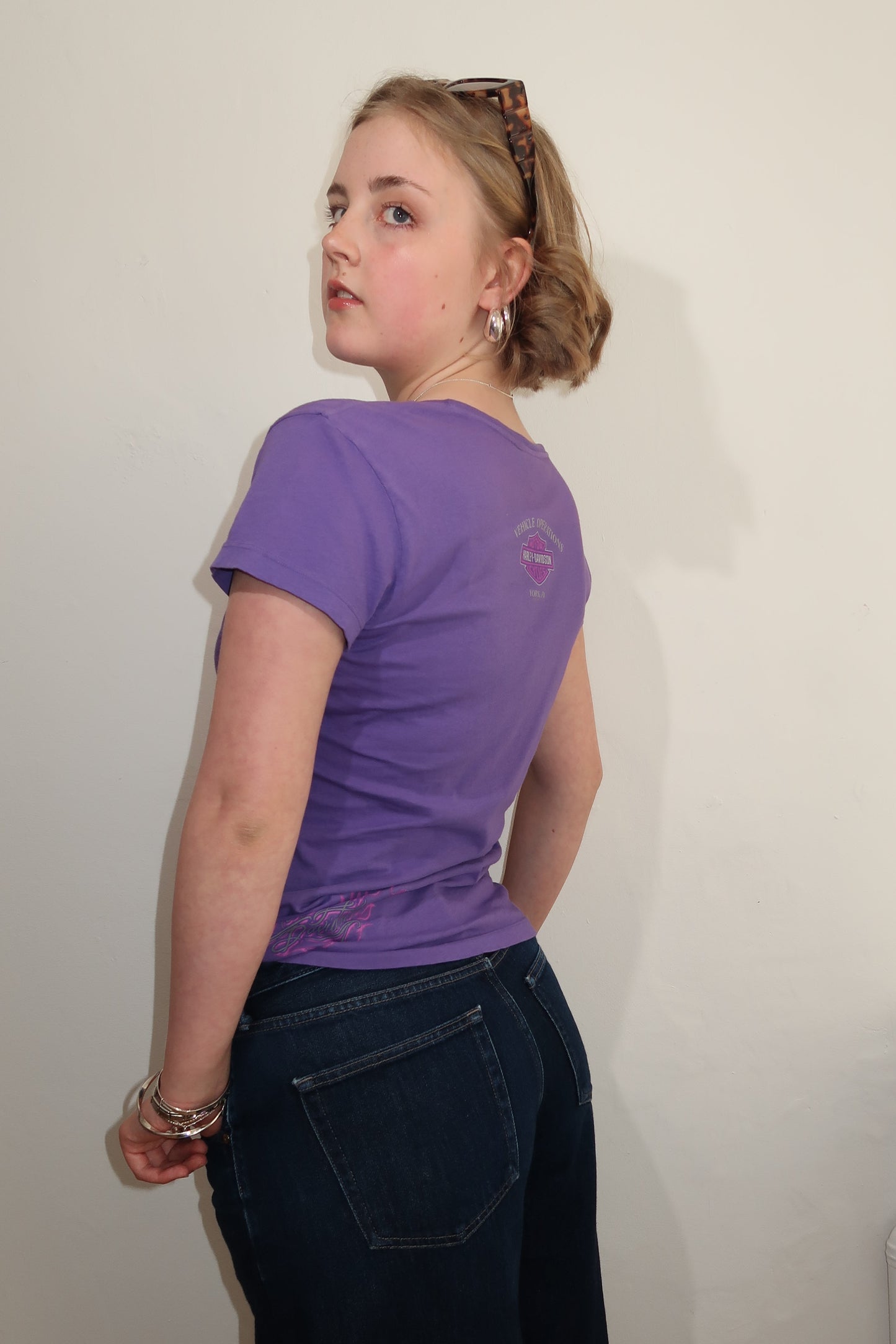 A021: “do i make you harley bby” | harley davidson purple tee