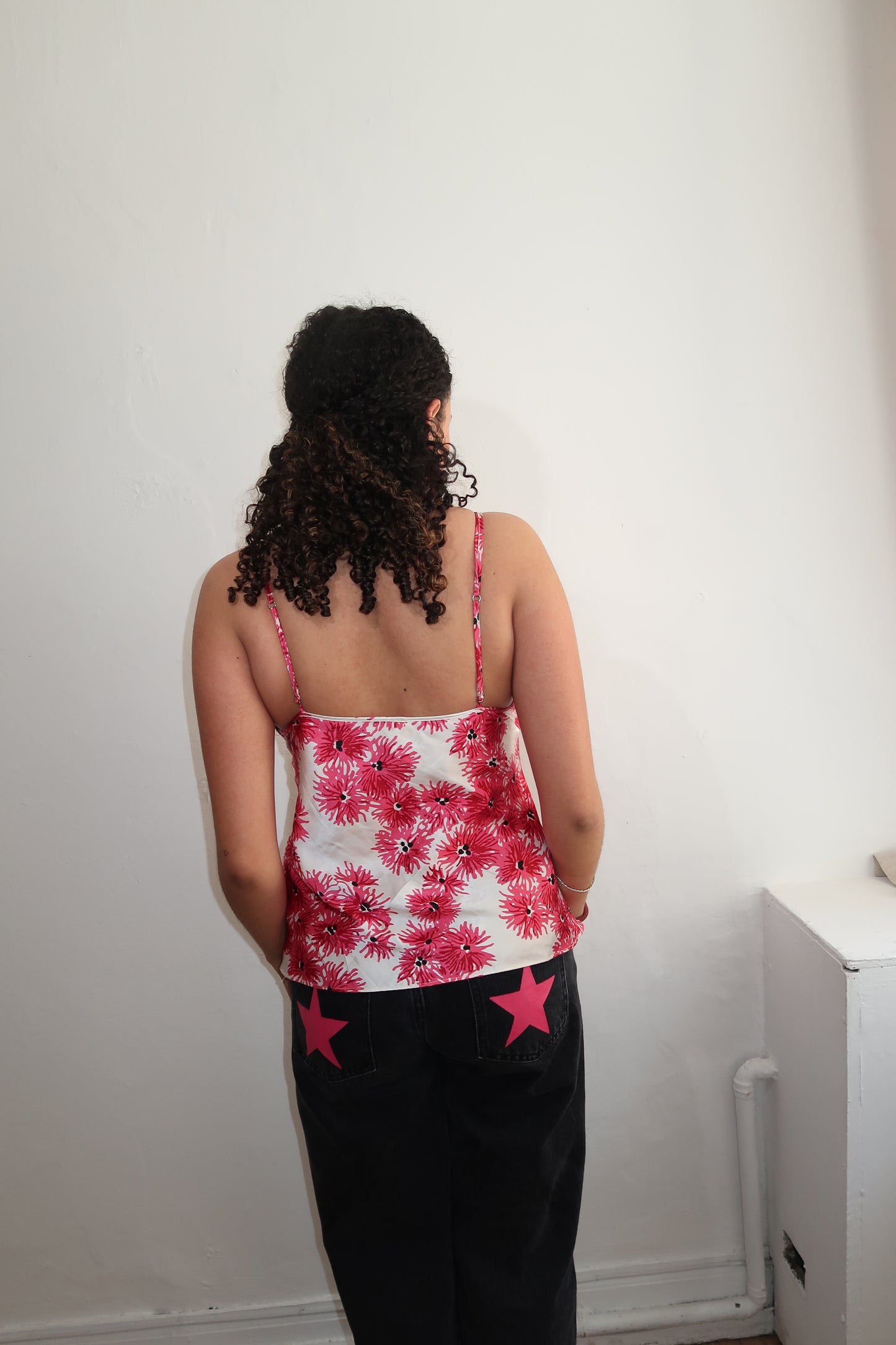 A004: “sleeping beauty” | floral cami with black lace detailing