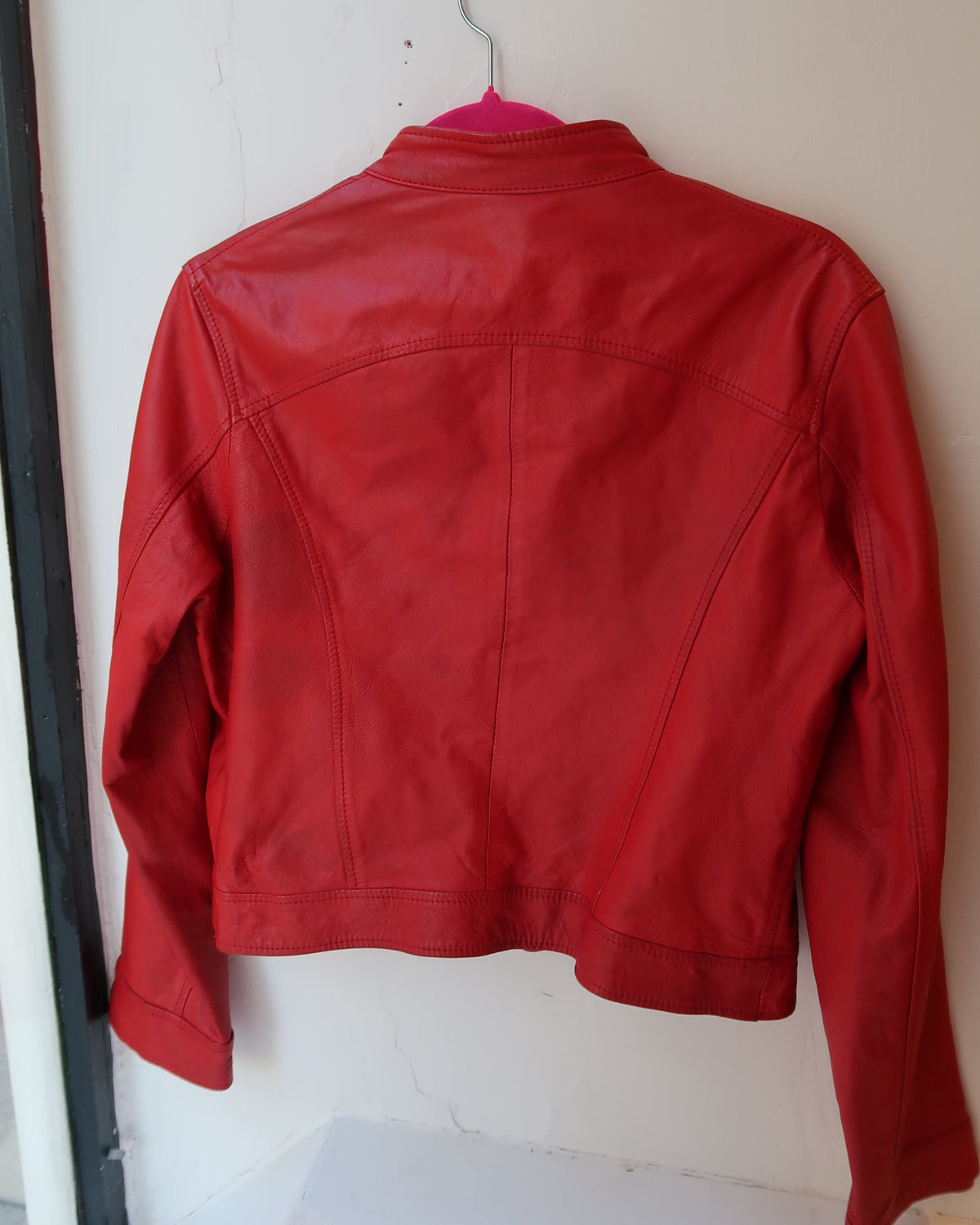 B005 - "so you're brad pitt?" tyler durden | italian red soft leather jacket