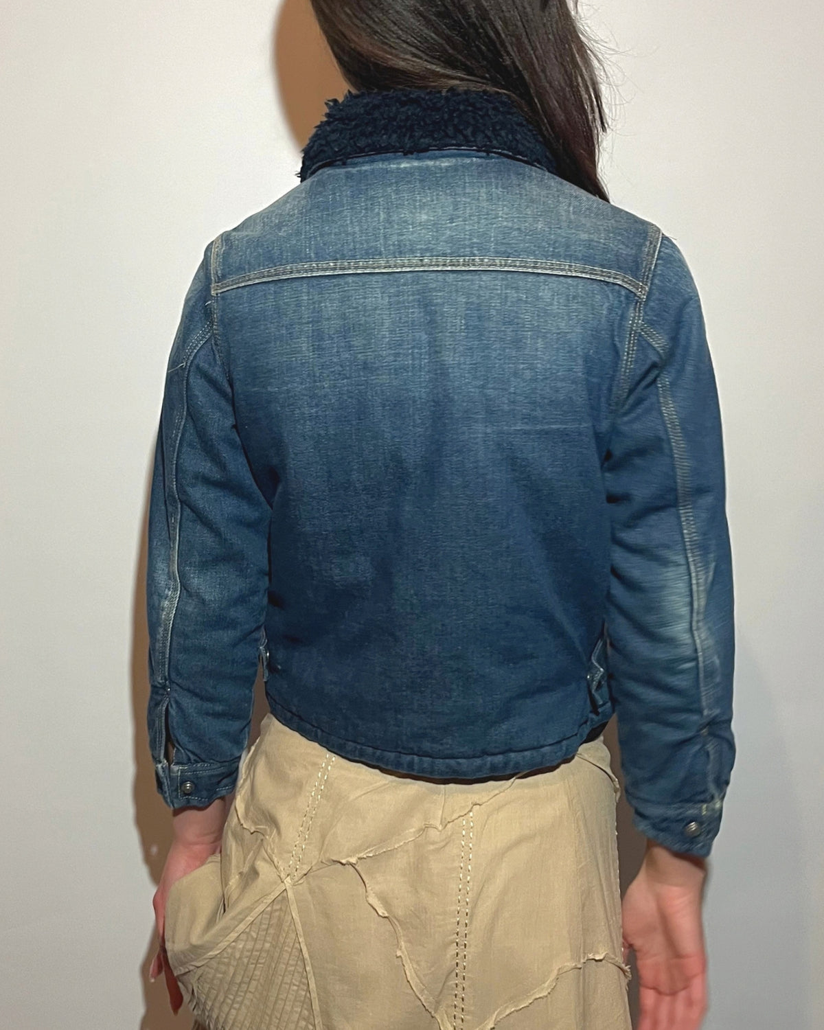 B012 - vintage diesel denim utility jacket teddy collar