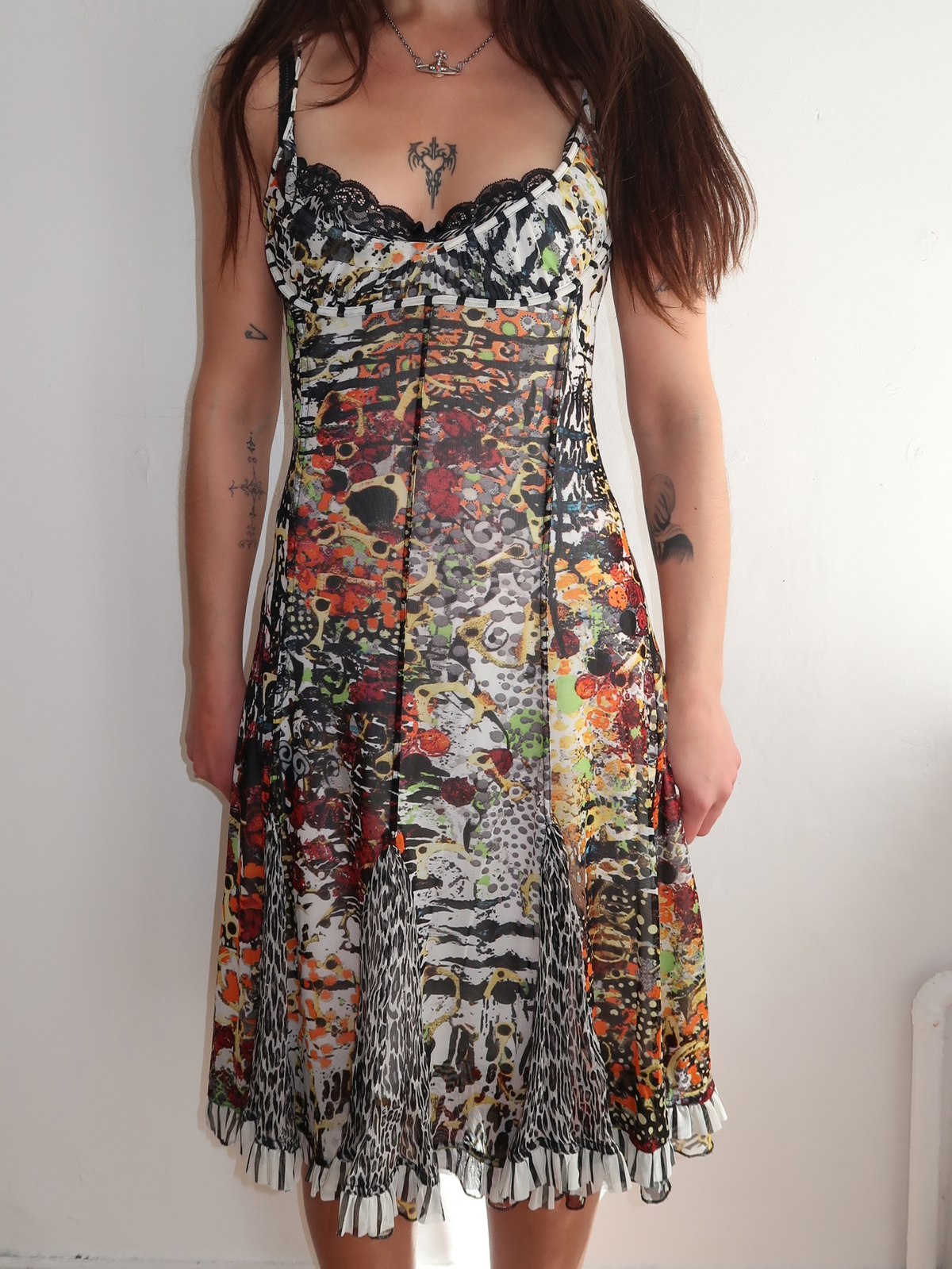  model wears farfalla midi dress