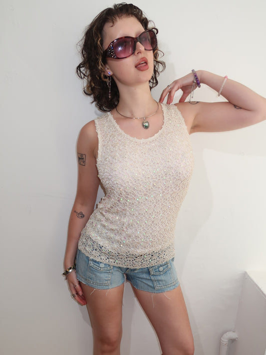 A001: “the mermaid basic” | crochet sequin vest