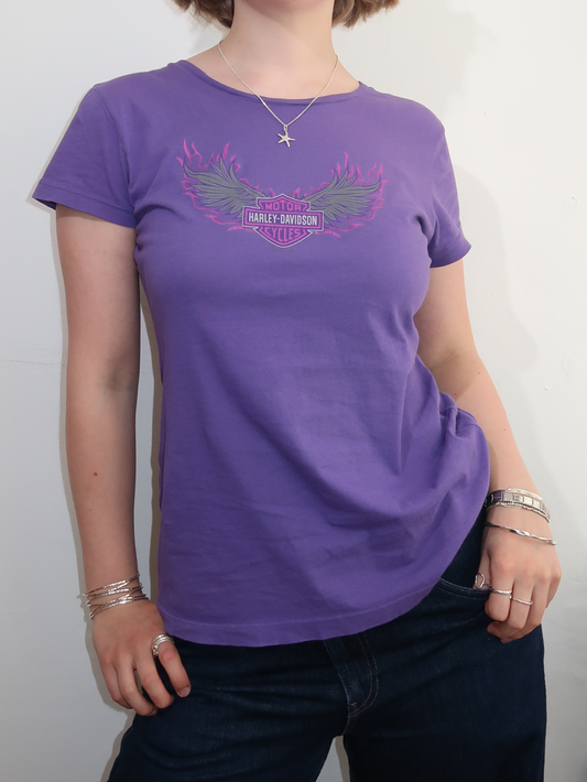 A021: “do i make you harley bby” | harley davidson purple tee