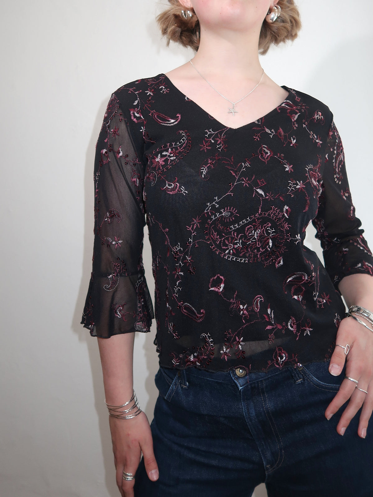 A020: “sabrina the teenage witch” | black top with beautiful, whimsy detailing