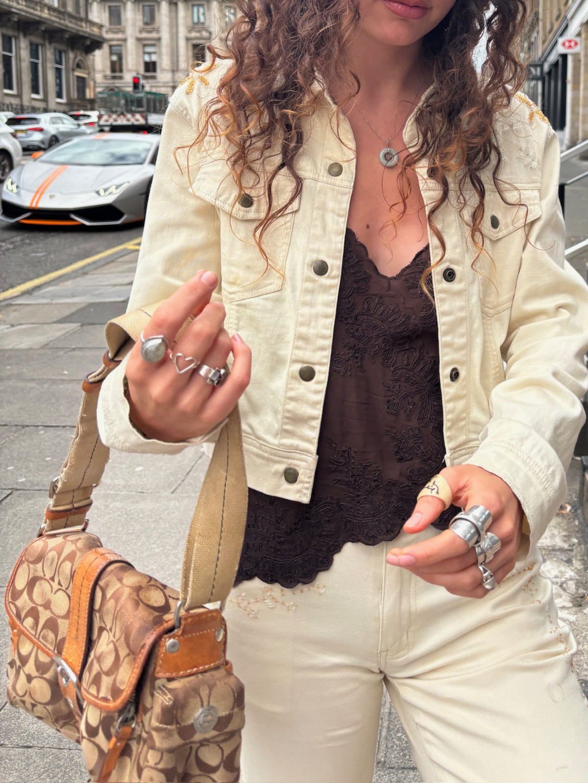 A098 - "the lorelai" 2006 Coach Soho Signature Flap Shoulder Bag