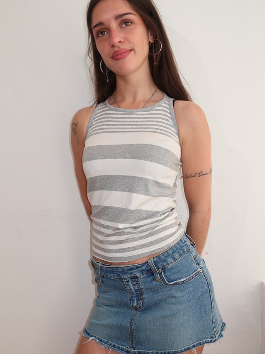 A005: “model off duty” | striped vest top